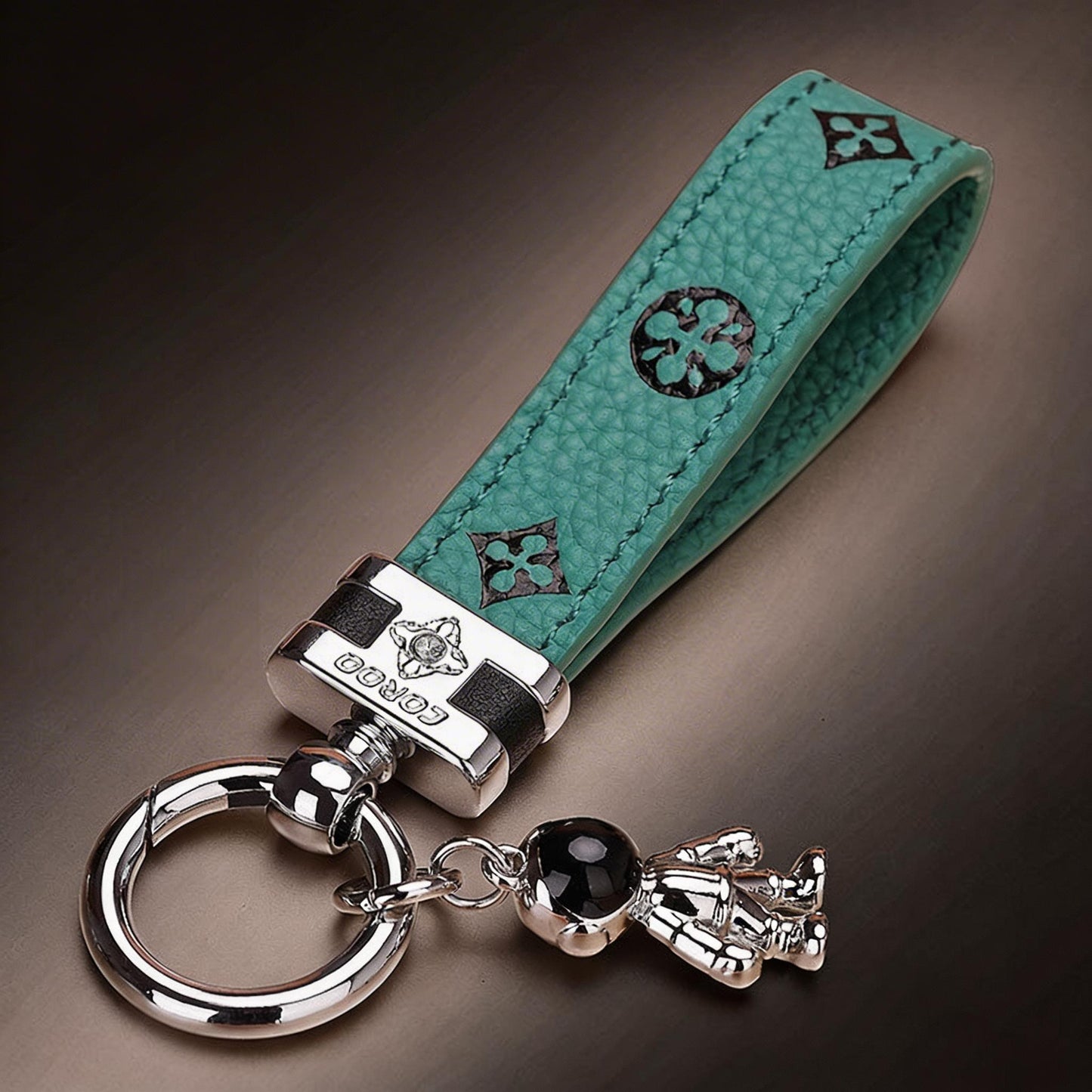Echt lederen luxe auto-astronaut sleutelhanger