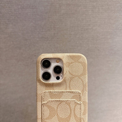 Cás iPhone clasaiceach clasaiceach Le Sealbhóir Cárta Bán -JQB240330