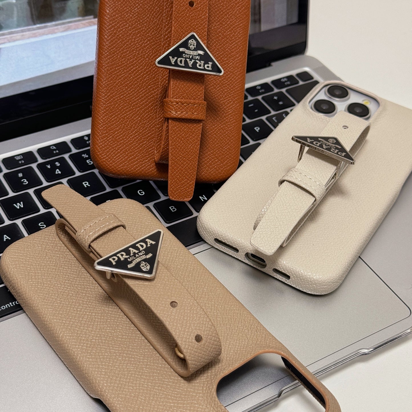 Luksus læderhåndtag til iPhone etui