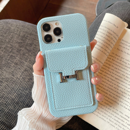 Étui pour iPhone en cuir avec porte-carte H