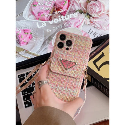 Bolsa de cartão luxuosa em tecido crossbody para iPhone