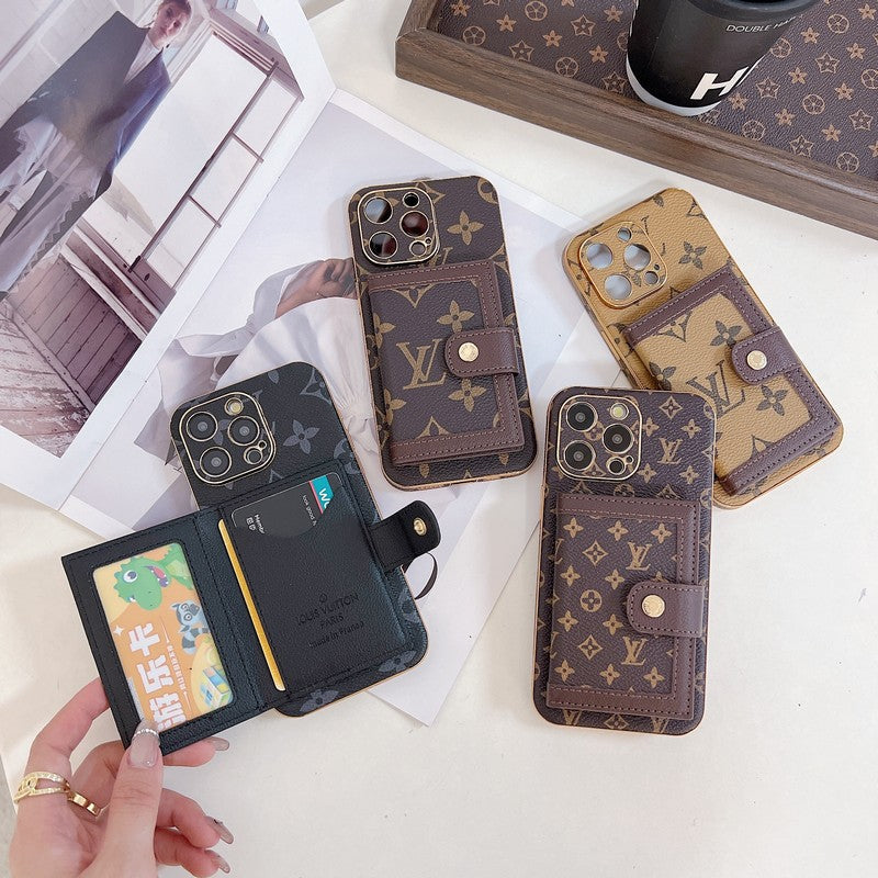 Custodia per iPhone con borsa per carte colorate classica di lusso