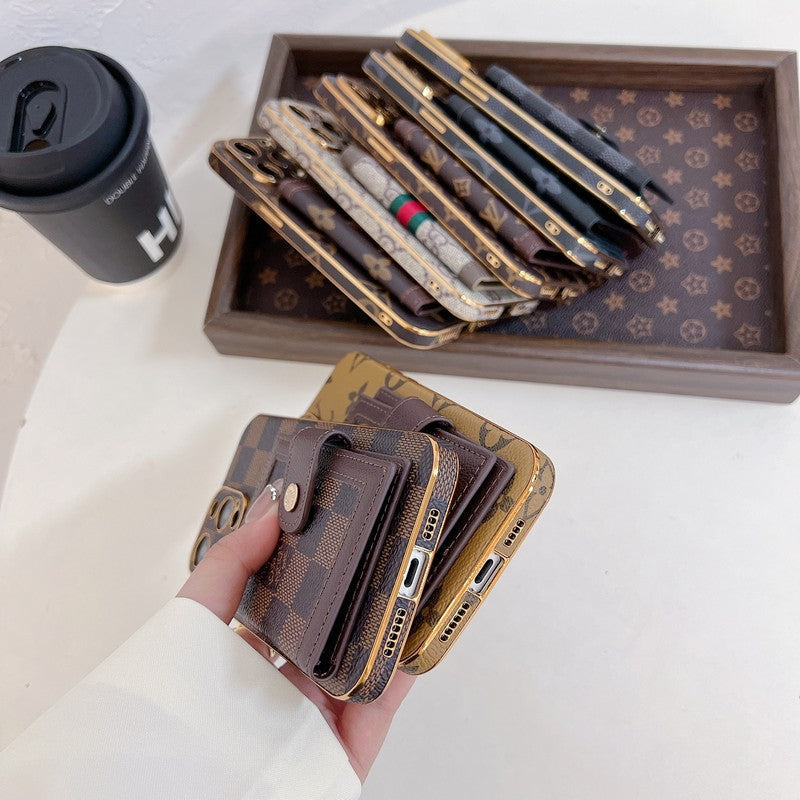 Custodia per iPhone con borsa per carte colorate classica di lusso