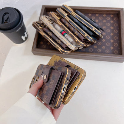 Custodia per iPhone con borsa per carte colorate classica di lusso
