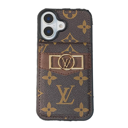 Luxusní pouzdro na karty se zlatým logem na iPhone