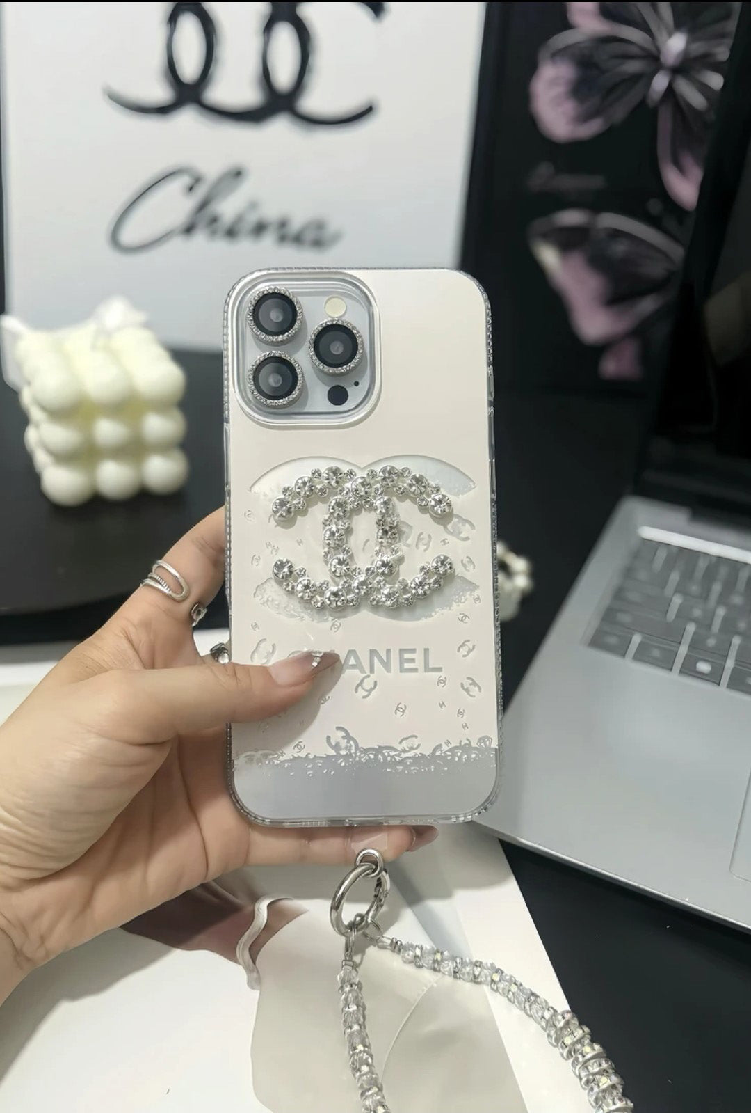 Elegante Luxus-iPhone-Hülle aus Kristall mit Armband