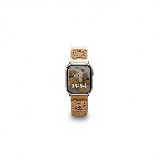 Retro corduroy bear Velcro Apple Watch strap