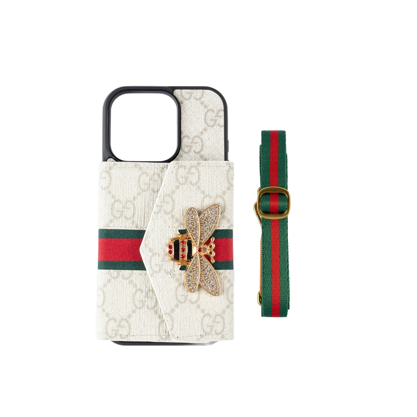 Ardchás iPhone Crossbody Préimh le Sealbhóir Cárta & Strap Gualainn