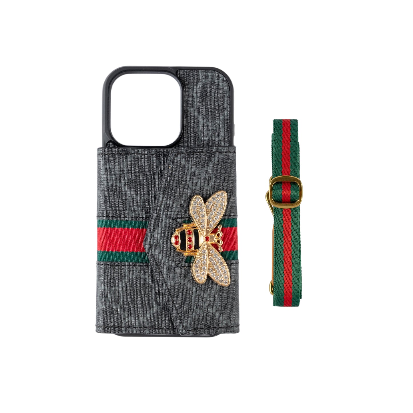 Ardchás iPhone Crossbody Préimh le Sealbhóir Cárta & Strap Gualainn