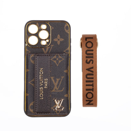 Luxury Advanced Leather iPhone Case with Card Holder & Strap