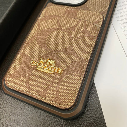 Klasické pouzdro na iPhone s držákem na kartu Coffee -KB241416