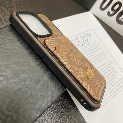 Klasické pouzdro na iPhone s držákem na kartu Coffee -KB241416