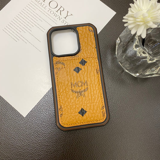 Pouzdro MCM iPhone s držákem karty žluté-MCK240603