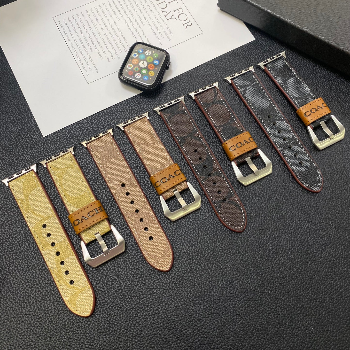 Kožený klasický řemínek Apple Watch Coffee-YHK244221710