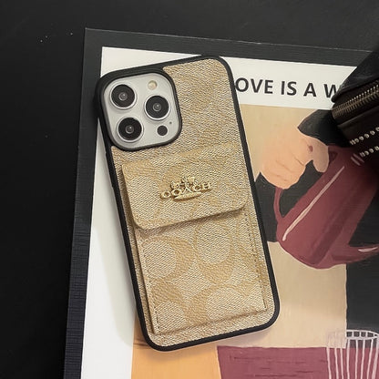 Klassisk iPhone etui med kortholder tegnebog kaffe -SZK240425