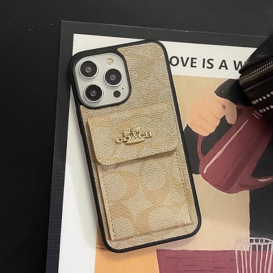 Klasické pouzdro na iPhone s držákem na kartu Peněženka Coffee -SZK240425