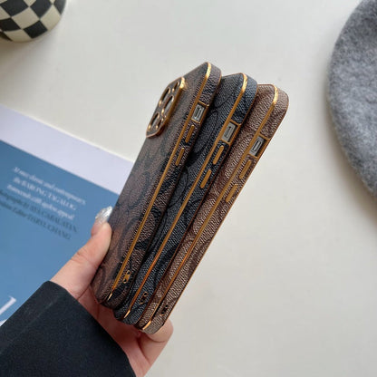 Étui classique pour iPhone en cuir à sourcils clairs -QBK240513
