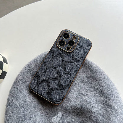 Klasické černé kožené pouzdro na iPhone -QBK240513