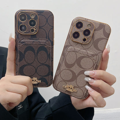 Klasické pouzdro na iPhone s držákem na kartu Coffee -KB241651