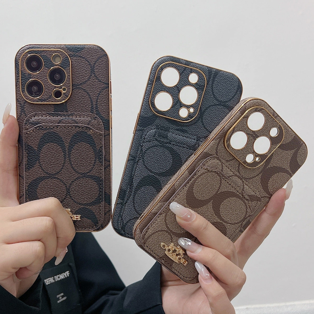 Klassiskt iPhonefodral med korthållare Svart -KB241651