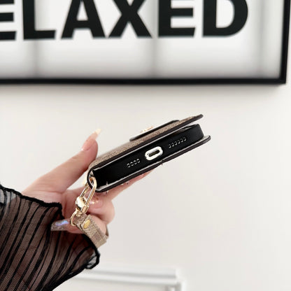 Klassisk iPhone Case Læder Flip Case med kortholder Sort