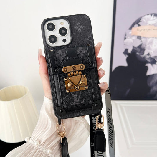 Πολυτελής Μαύρη & Λευκή θήκη για iPhone με αλυσίδα χιαστί