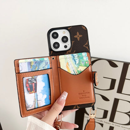 Luxusní Card Bag Řetízek Klasické hnědé pouzdro na iPhone