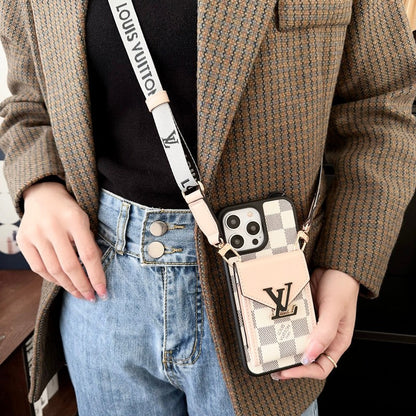 Borsa per carte di lusso Custodia per iPhone con catena a cinque colori