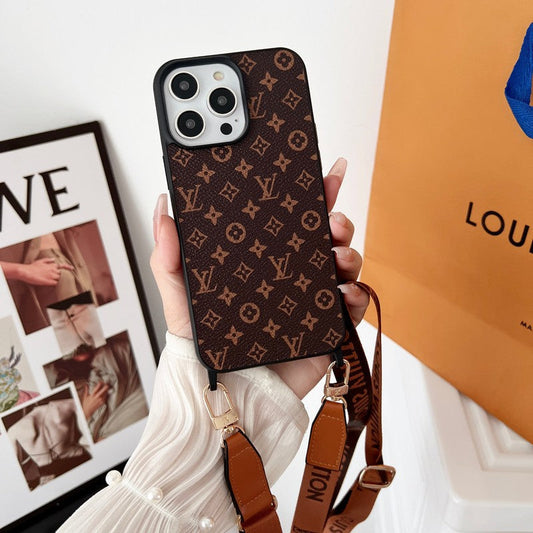 Luxusní hnědé crossbody pouzdro na iPhone