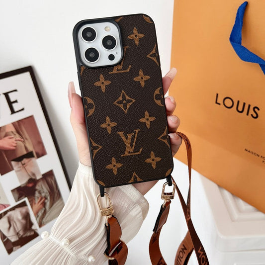 Luxusní hnědé crossbody pouzdro na iPhone