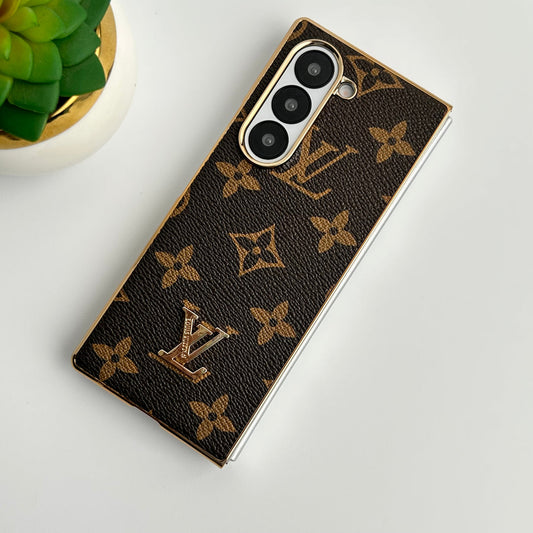 Luksuzna pozlačena usnjena torbica za Samsung Galaxy Z Fold 6
