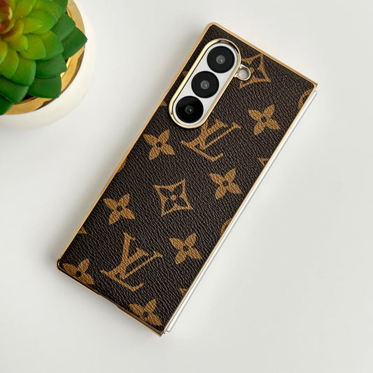 Luksuzna pozlačena usnjena torbica za Samsung Galaxy Z Fold 6