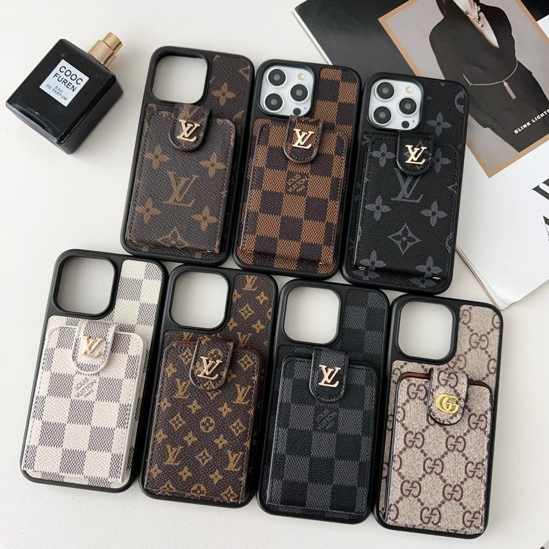 Custodia per iPhone di lusso con custodia per carte di credito nera & bianca