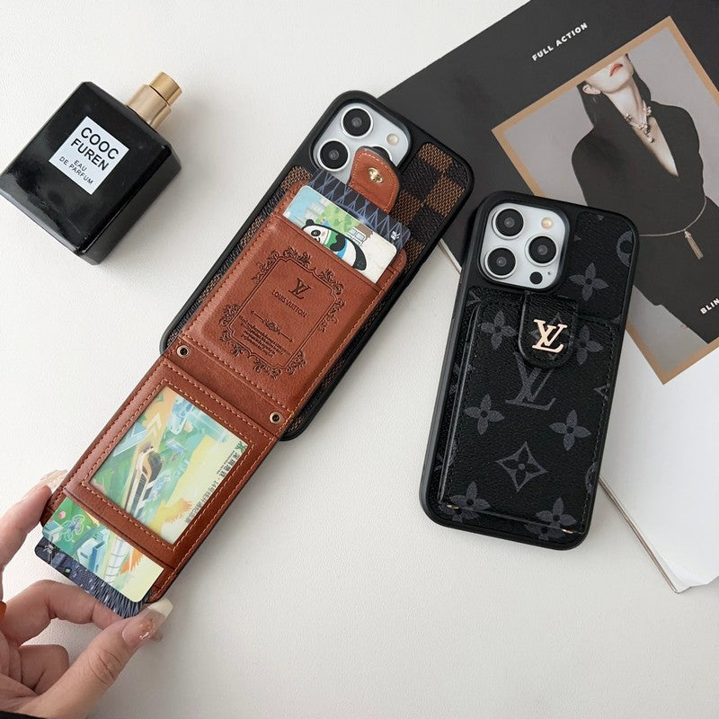 Custodia per iPhone di lusso con custodia per carte di credito nera & bianca