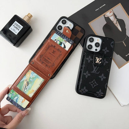 Custodia per iPhone di lusso con custodia per carte di credito nera & bianca