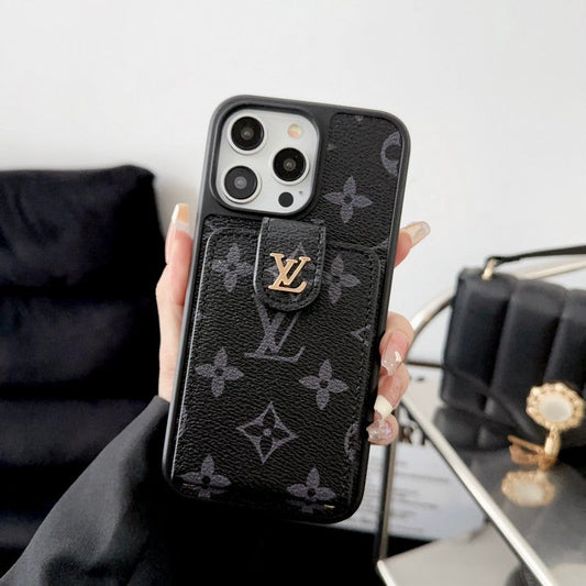 ラグジュアリー ブラック & ホワイト カード バッグ iPhone ケース