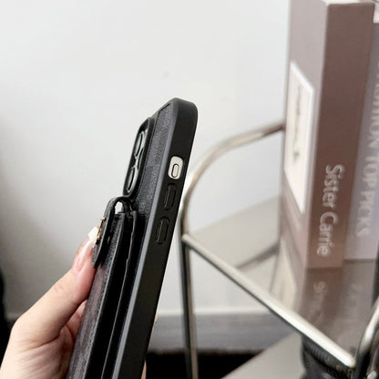 Luxusní Black & Bílá Crossbody Card Bag Pouzdro na iPhone