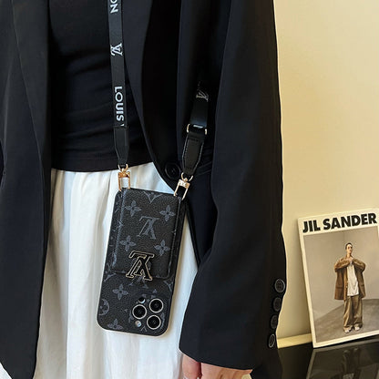 Luxe kaarttasketting zwart iPhone-hoesje
