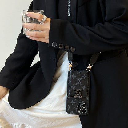 Luxe kaarttasketting zwart iPhone-hoesje
