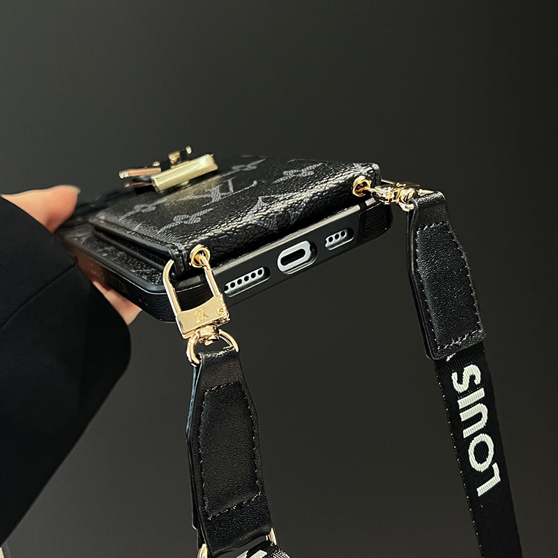 Luxe kaarttasketting zwart iPhone-hoesje