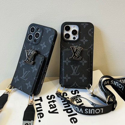 Luxe kaarttasketting zwart iPhone-hoesje