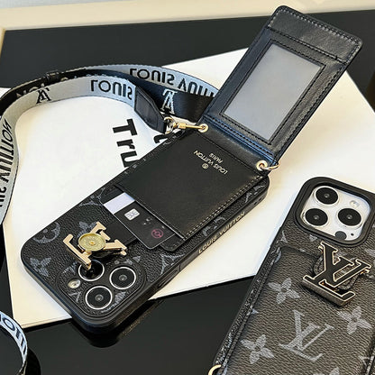 Luxe kaarttasketting zwart iPhone-hoesje