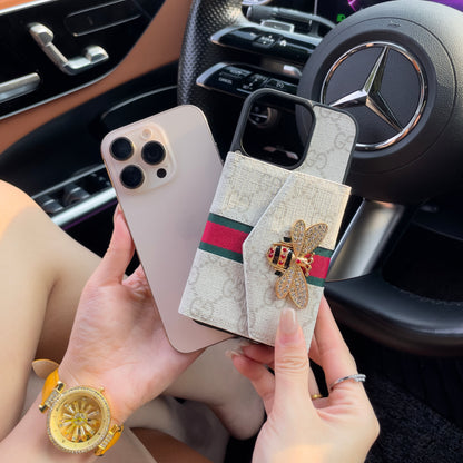 Ardchás iPhone Crossbody Préimh le Sealbhóir Cárta & Strap Gualainn