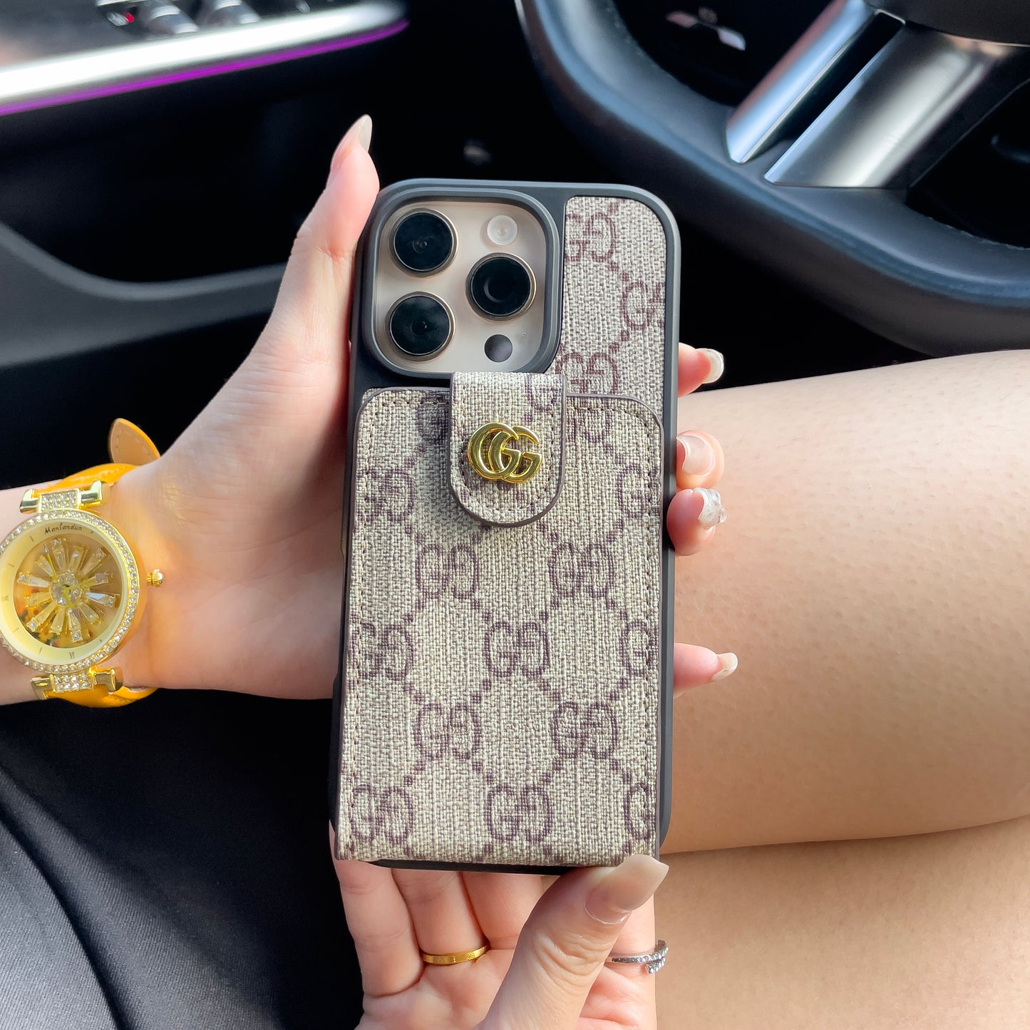 Custodia per iPhone a tracolla di lusso con portacarte & Tracolla
