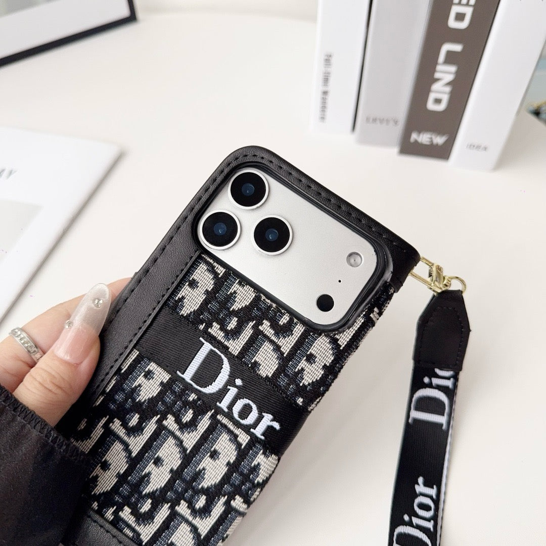 Módní elegantní vzorované pouzdro na iPhone s odnímatelným řemínkem na zápěstí