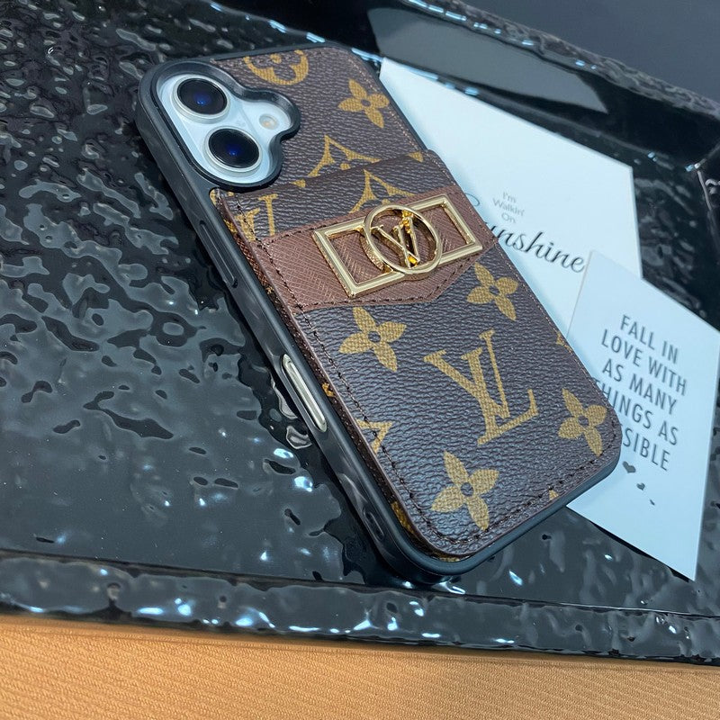 Luxusní pouzdro na karty se zlatým logem na iPhone