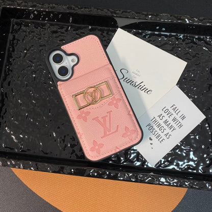 Luxusní pouzdro na karty se zlatým logem na iPhone