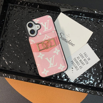 Luxusní pouzdro na karty se zlatým logem na iPhone