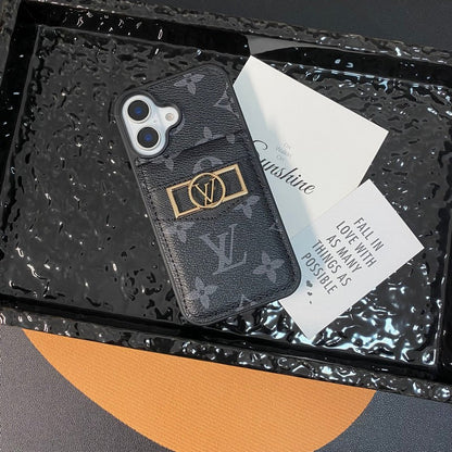 Luxusní pouzdro na karty se zlatým logem na iPhone