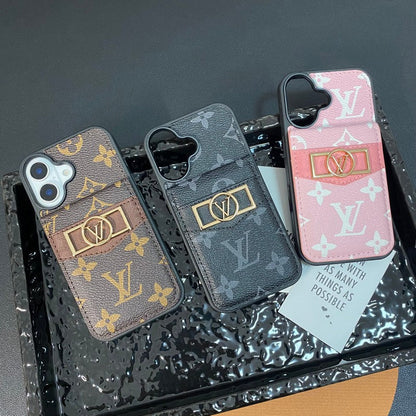 Luxusní pouzdro na karty se zlatým logem na iPhone